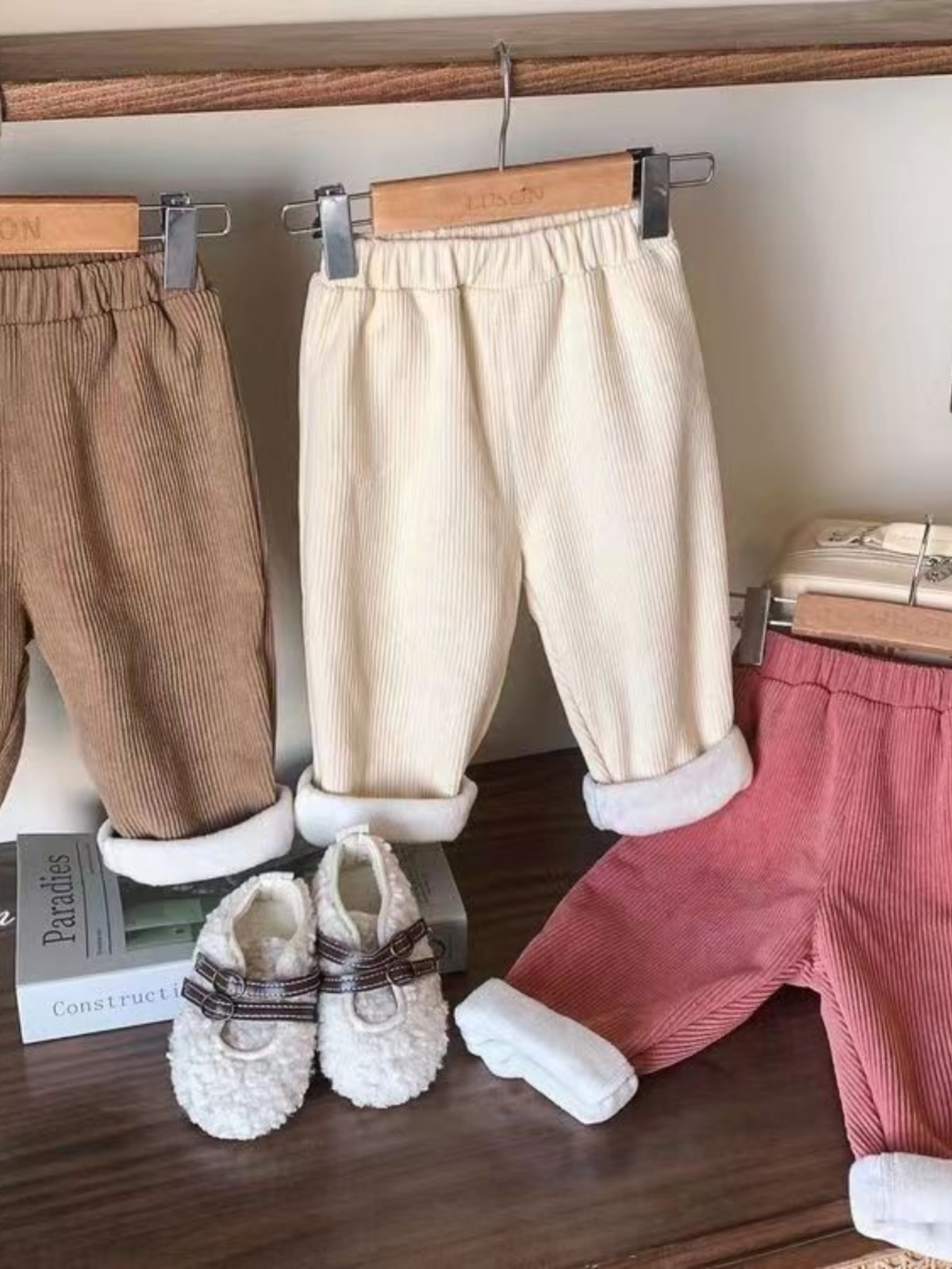 Winter Clothing Material - Autumn Winter Fleece Lined Corduroy Straight