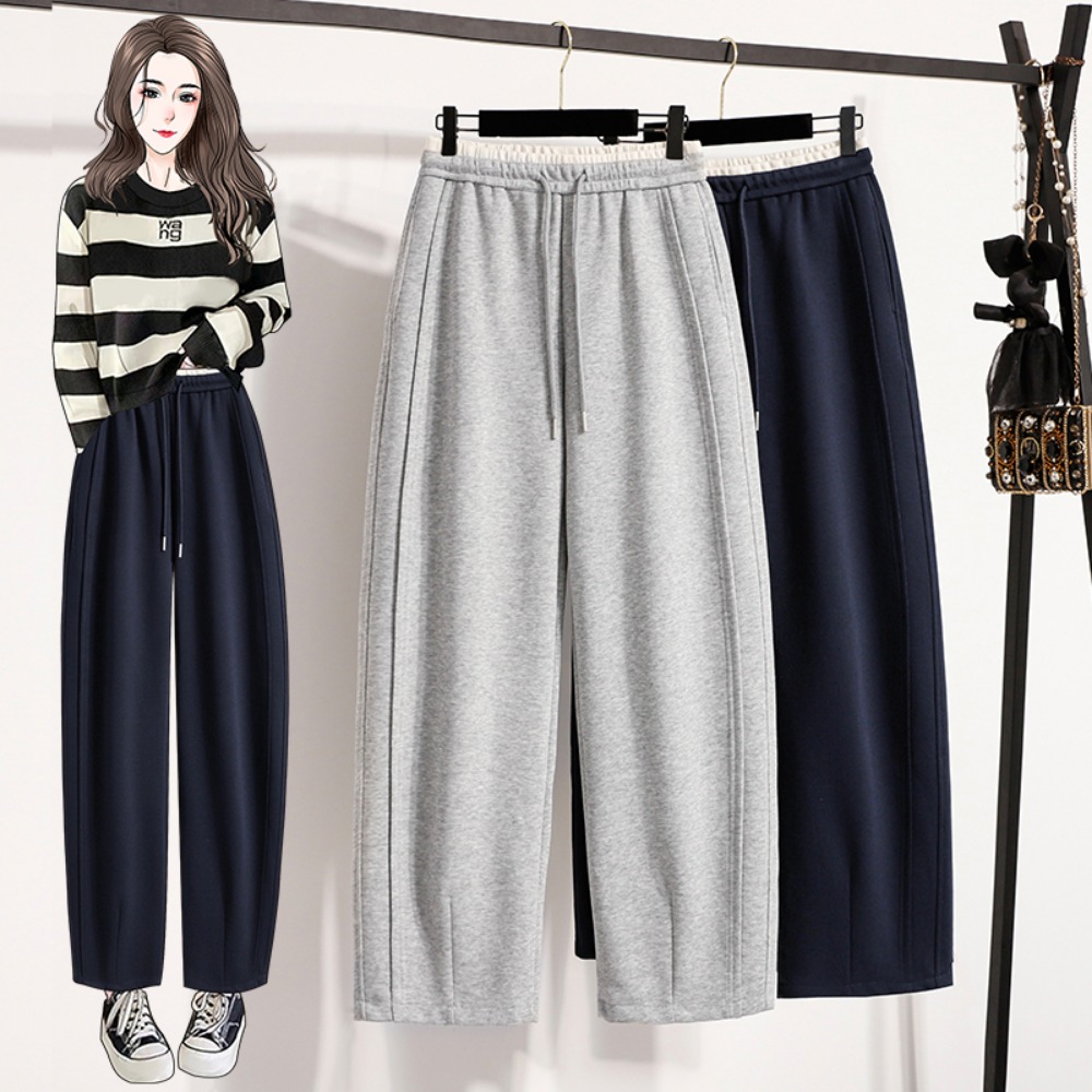 Winter Clothing Korean - Casual High Waist Spliced Straight Tube