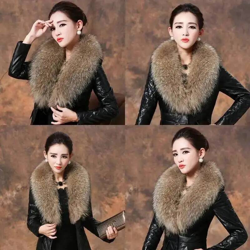Natural Raccoon Fur Collar Rea - Winter Clothing Pk 评论和价格