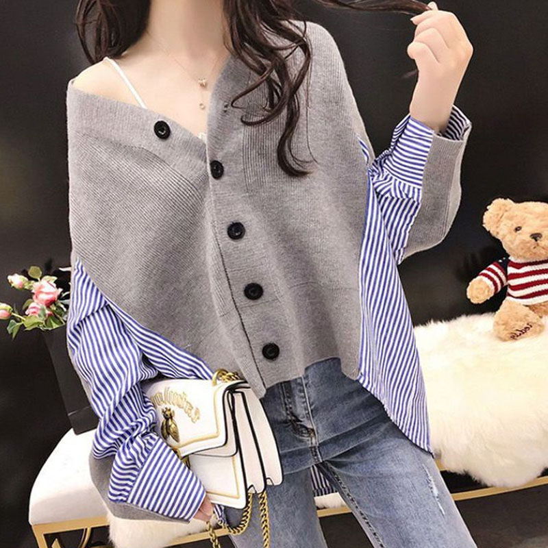 Female Korean Casual V-Neck Kn - Winter Clothing Korean 评论和价格