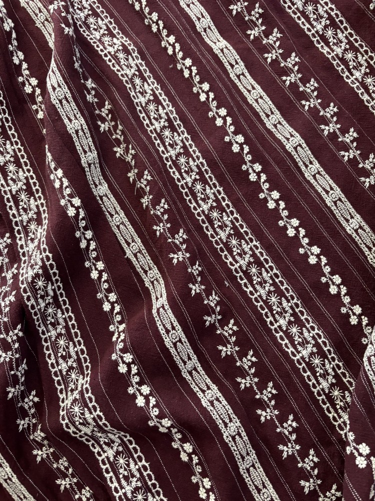 Embroidered Striped Linen Cott - Winter Clothing Material 评论和价格