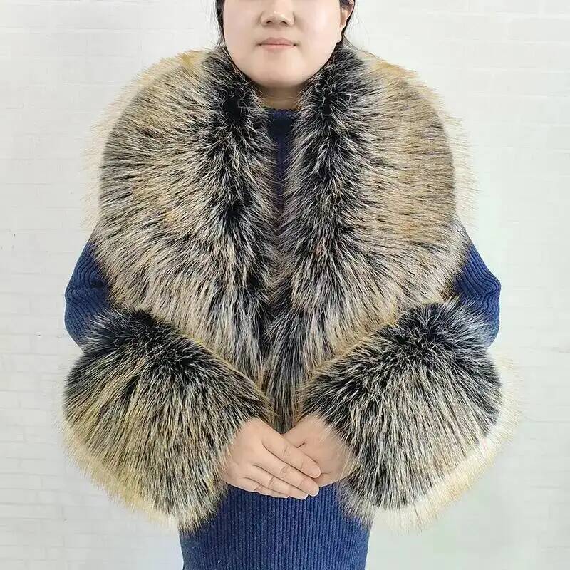 Large Women Faux Fox Fur Scarf - Winter Clothing Pk 评论和价格