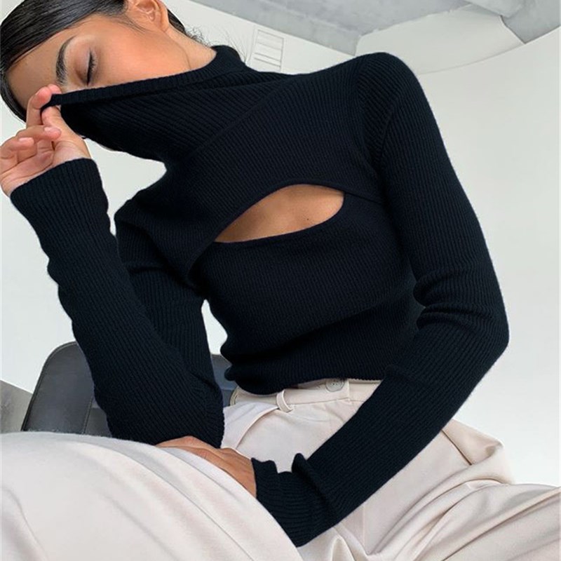 Ribbed Knitted Turtleneck Top  - Winter Clothing Korean 评论和价格