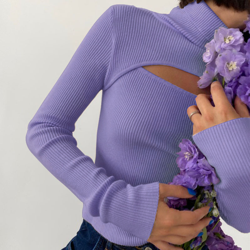 Ribbed Knitted Turtleneck Top  - Winter Clothing Korean 评论和价格