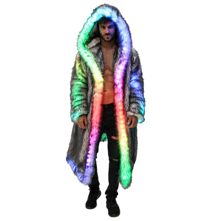Faux Fur Coat Men Hooded Outer - Winter Clothing Pk 评论和价格