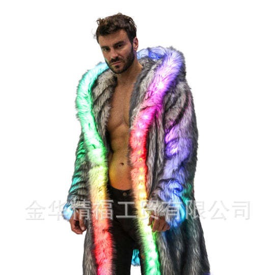 Faux Fur Coat Men Hooded Outer - Winter Clothing Pk 评论和价格